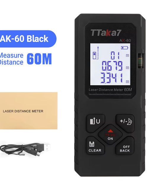 Load image into Gallery viewer, SmartMeasure 40M/60M Mini Laser Distance Meter – USB Rechargeable Handheld Rangefinder for Accurate Measurements
