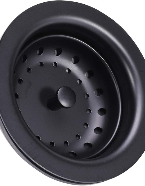 Load image into Gallery viewer, 3-1/2 Inch Kitchen Sink Stainless Steel Basket Strainer Water Stopper with Drain Assembly, Black Finish Rustproof and Durable
