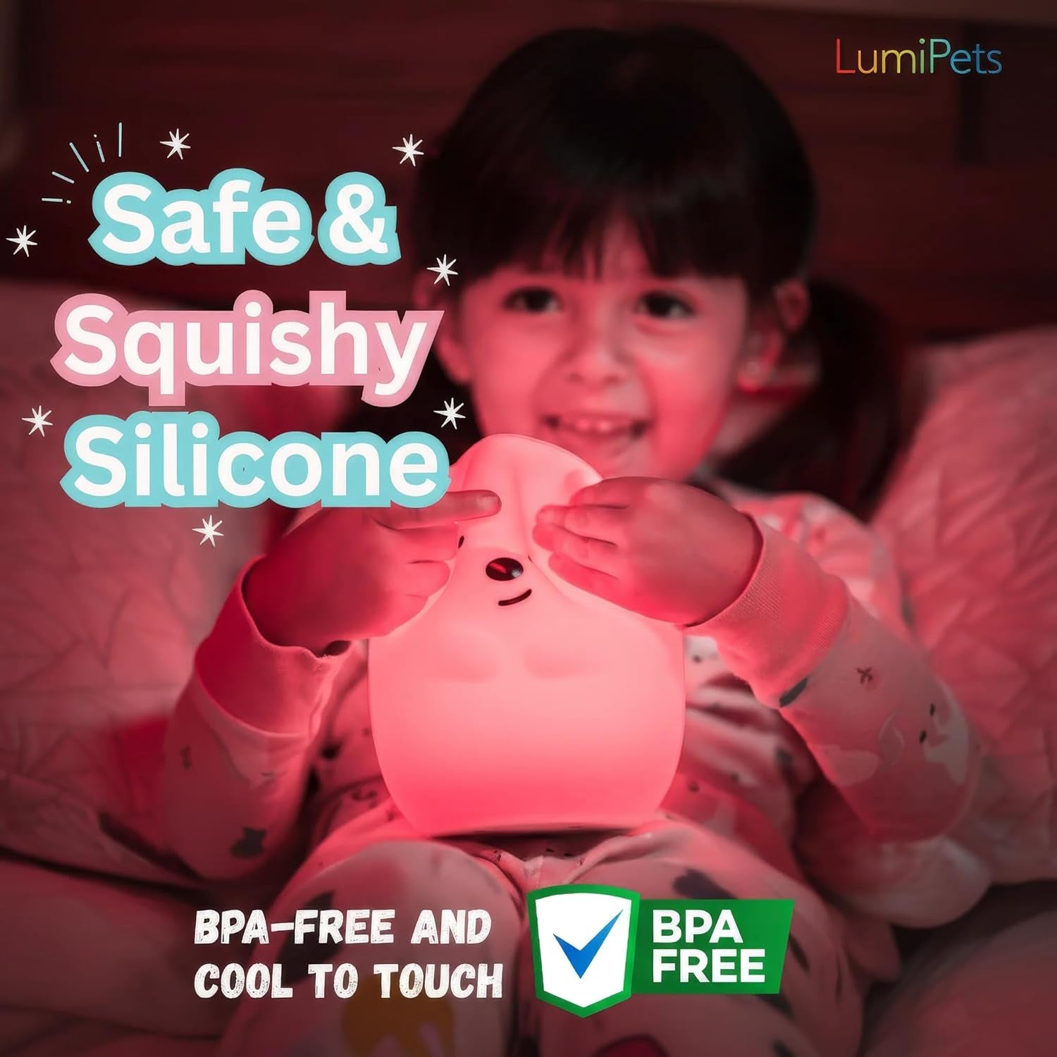 Lumipet Bear Jumbo Kids Night Light, Cute Nursery Light for Baby, Toddler, Silicone LED Lamp, Remote Operated, USB Rechargeable Battery, 9 Available Colors, Timer Auto Shutoff