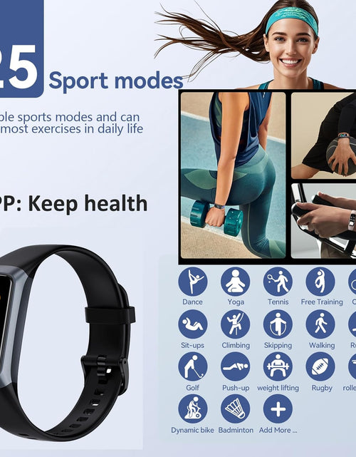 Load image into Gallery viewer, Keep Health Fitness Trackers for Women Men Amoled Step Counter Slim Thin 25 Sports Modes with Heart Rate Blood Pressure Monitor Alarm Stopwatch Timer Calories Burned IP68 Step Tracker Watch
