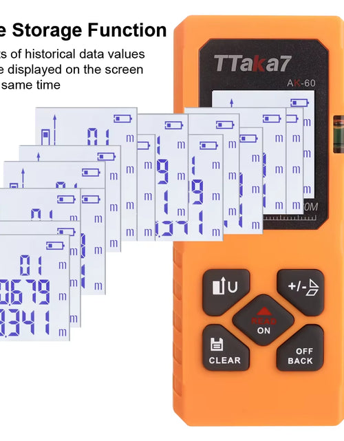 Load image into Gallery viewer, SmartMeasure 40M/60M Mini Laser Distance Meter – USB Rechargeable Handheld Rangefinder for Accurate Measurements
