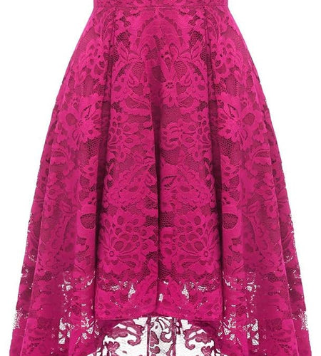 Women'S Halter Floral Lace Cocktail Party Dress Hi-Lo Bridesmaid Dress