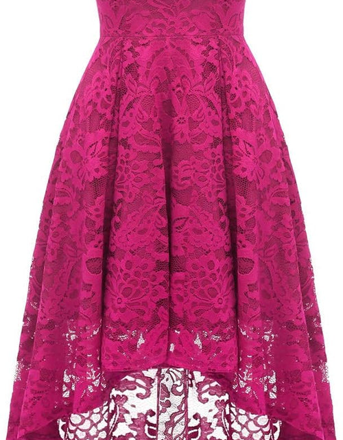 Load image into Gallery viewer, Women&#39;S Halter Floral Lace Cocktail Party Dress Hi-Lo Bridesmaid Dress
