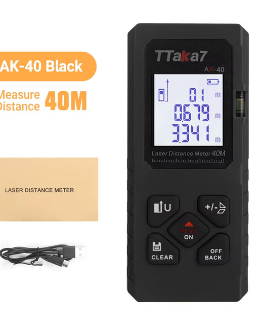 Load image into Gallery viewer, SmartMeasure 40M/60M Mini Laser Distance Meter – USB Rechargeable Handheld Rangefinder for Accurate Measurements
