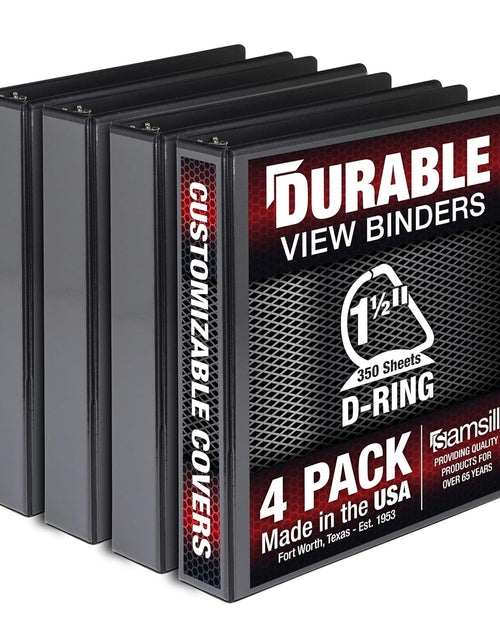 Load image into Gallery viewer, Durable 1.5 Inch Binder Made in the USA, D Ring Customizable Clear View Binder, Pack of 4

