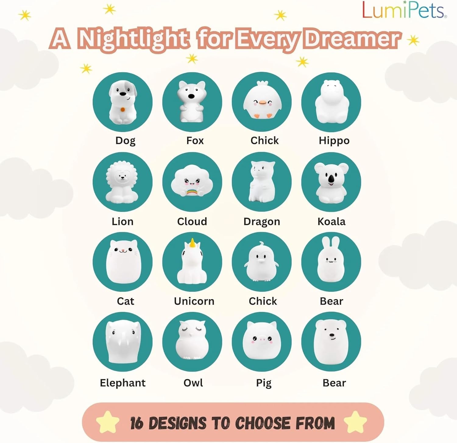 Lumipet Bear Jumbo Kids Night Light, Cute Nursery Light for Baby, Toddler, Silicone LED Lamp, Remote Operated, USB Rechargeable Battery, 9 Available Colors, Timer Auto Shutoff