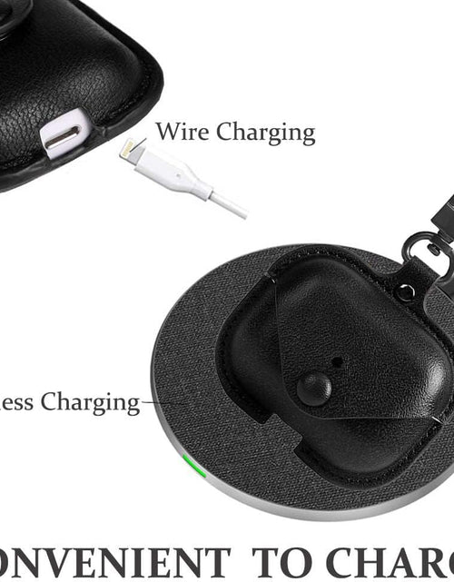 Load image into Gallery viewer, Genuine Leather Case Compatible with Airpods Pro Case,  Protective Cover for Apple Airpods Pro Wireless Charging Case Headphones Earpods, Soft Leather Cover with Keychain Hook Black
