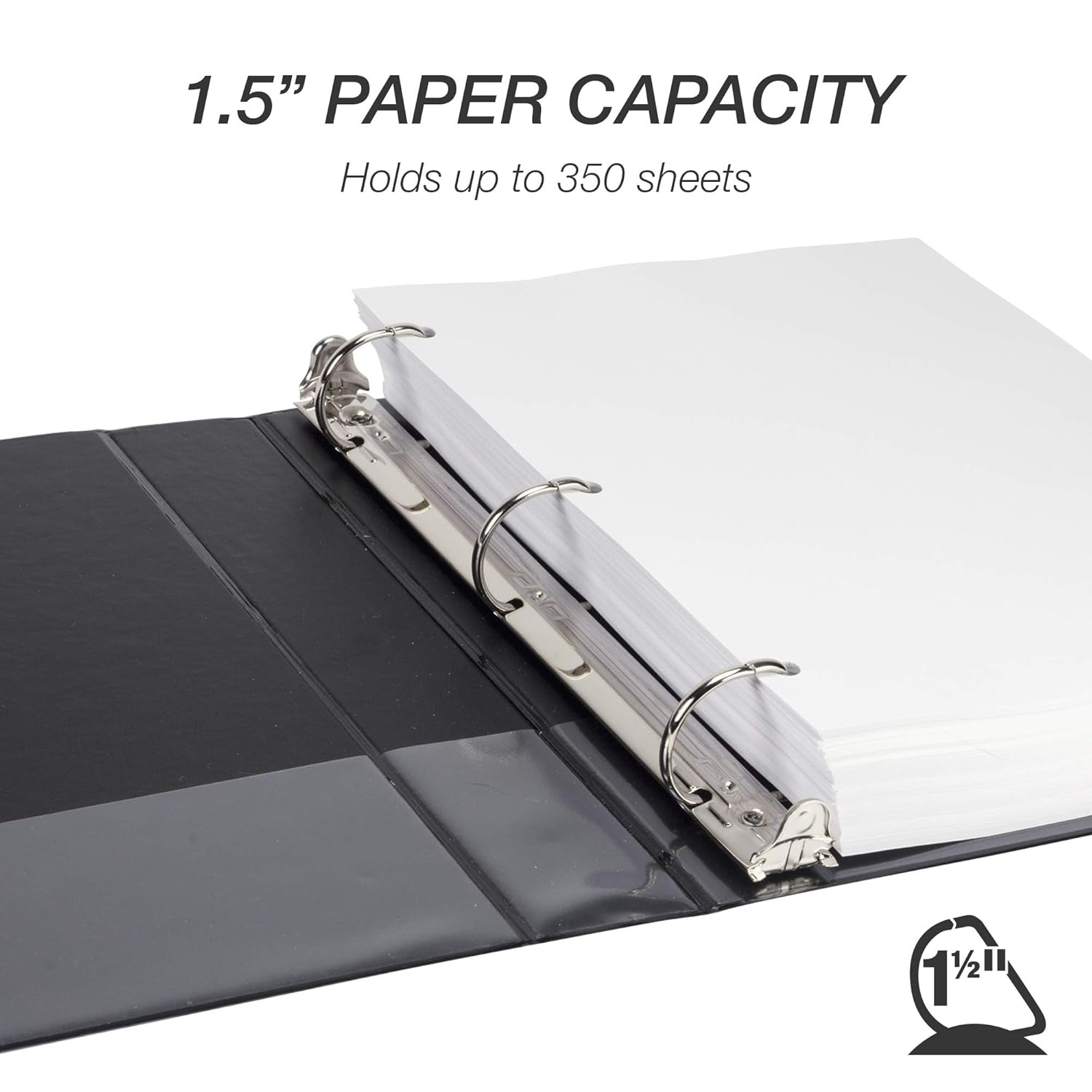 Durable 1.5 Inch Binder Made in the USA, D Ring Customizable Clear View Binder, Pack of 4