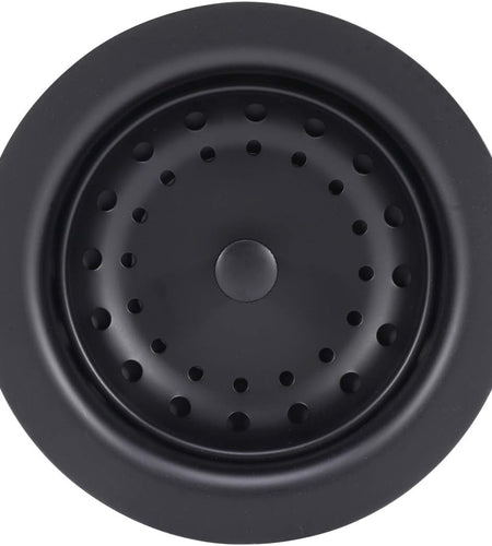3-1/2 Inch Kitchen Sink Stainless Steel Basket Strainer Water Stopper with Drain Assembly, Black Finish Rustproof and Durable