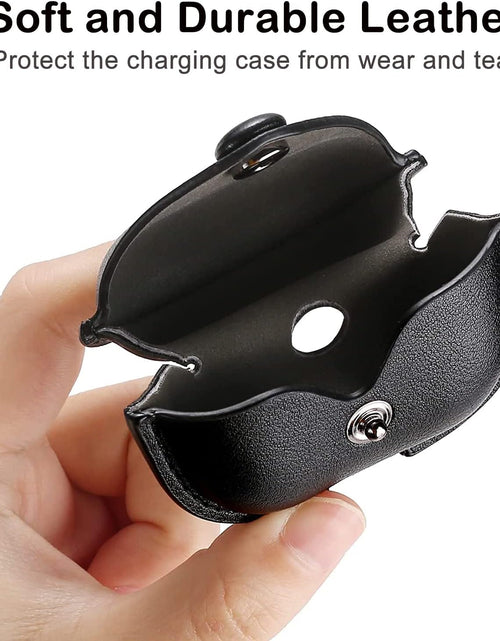 Load image into Gallery viewer, Genuine Leather Case Compatible with Airpods Pro Case,  Protective Cover for Apple Airpods Pro Wireless Charging Case Headphones Earpods, Soft Leather Cover with Keychain Hook Black
