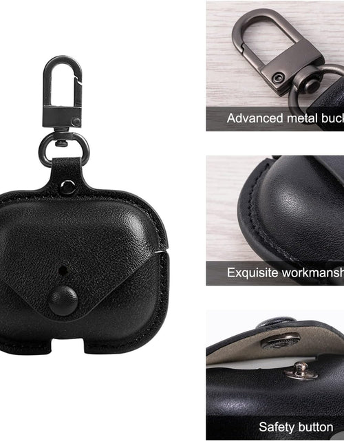 Load image into Gallery viewer, Genuine Leather Case Compatible with Airpods Pro Case,  Protective Cover for Apple Airpods Pro Wireless Charging Case Headphones Earpods, Soft Leather Cover with Keychain Hook Black
