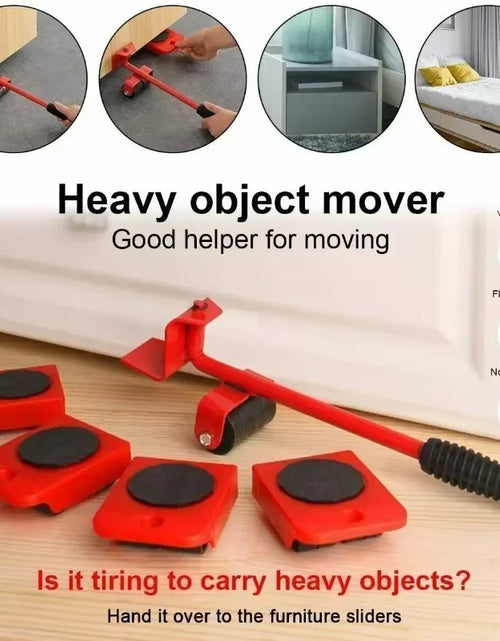 Load image into Gallery viewer, EasyGlide Furniture Mover Set – Heavy Lifter Bar &amp; Slider Wheels for Effortless Moving
